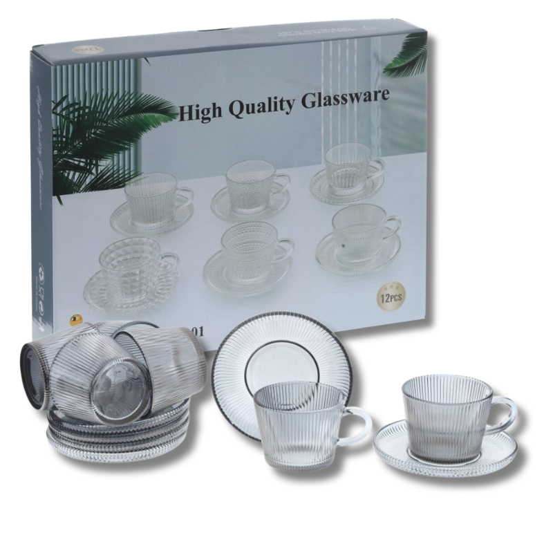 SET TAZAS DE CAFE TORNASILADAS C/PLATO X12 ART RM26-126 IAÑ