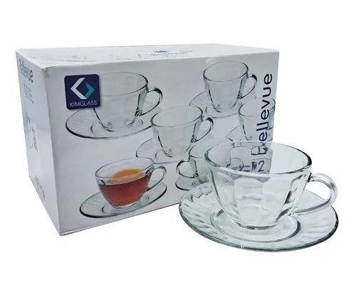SET TAZAS DE TE C/PLATOS BELLEVUE X6 210 ML ART 300019 DAÑ