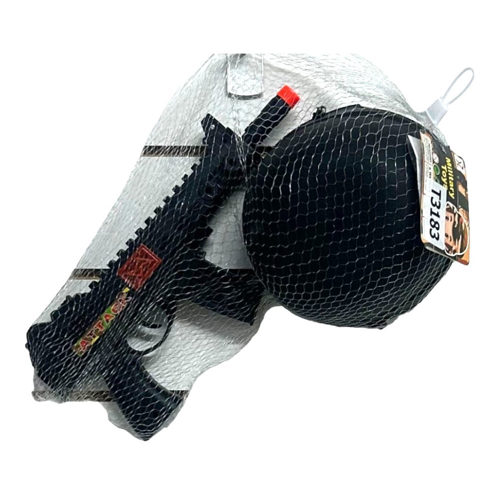 SET MILITAR CASCO Y AMETRALLADORA A FRICCION ART T3180/3 FAO