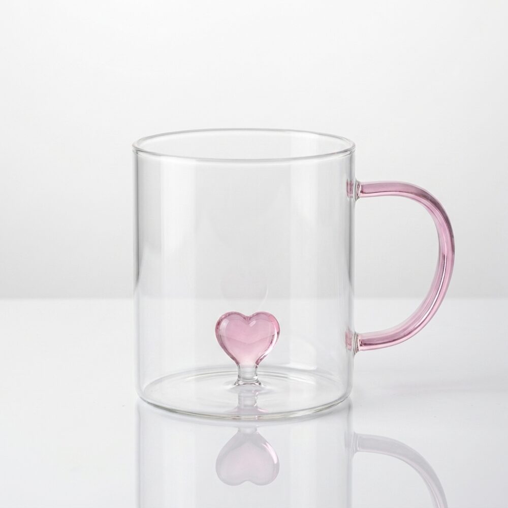 TAZA DE VIDRIO DISEÑO CORAZON 400cc XUNIDAD ART 105408 DAO