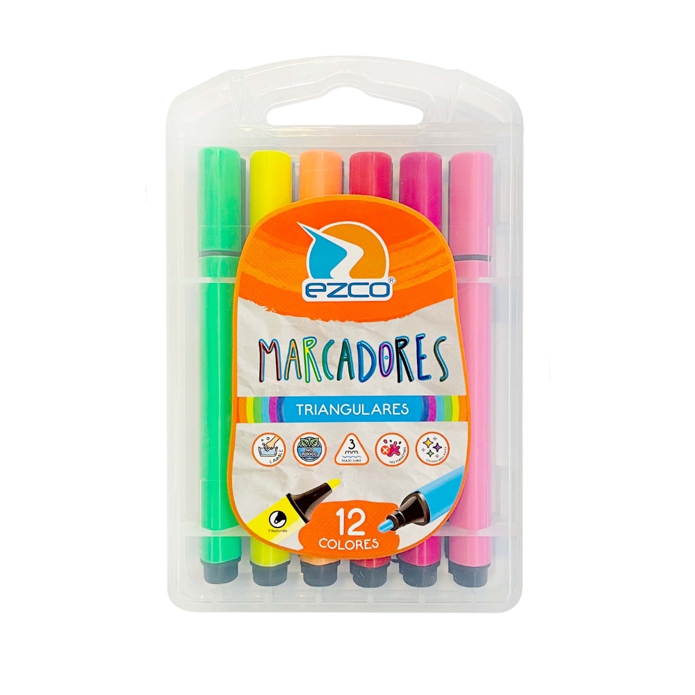 MARCADORES TRIANGULARES COLOR X12 EZCO 403700-12 BAO