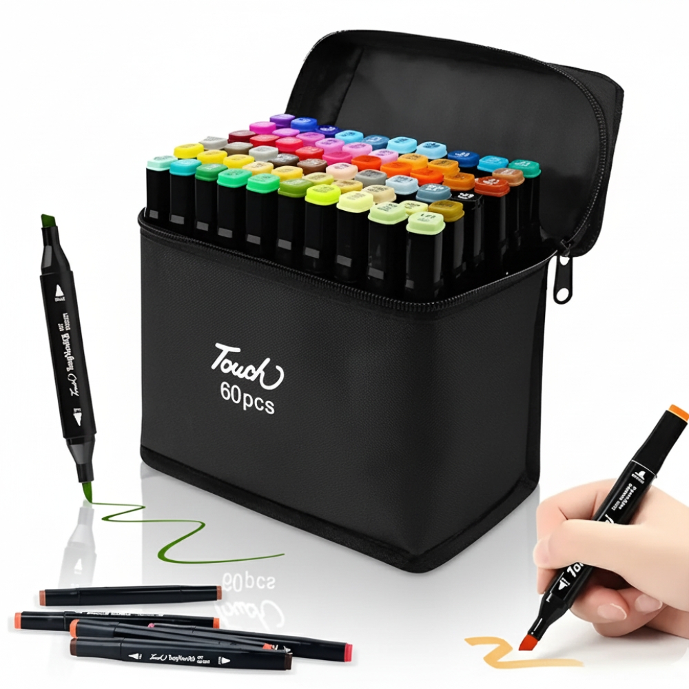 MARCADORES DOBLE PUNTA EN ESTUCHE X60 UNIDADES MKB-60 CAO