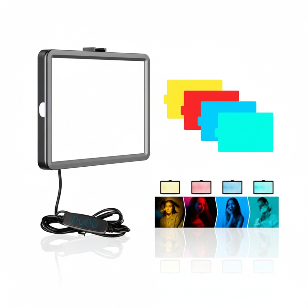 PANEL LED 8" DE FOTOGRAFIA USB C/PLACAS COLORES  JS-820W LAÑ