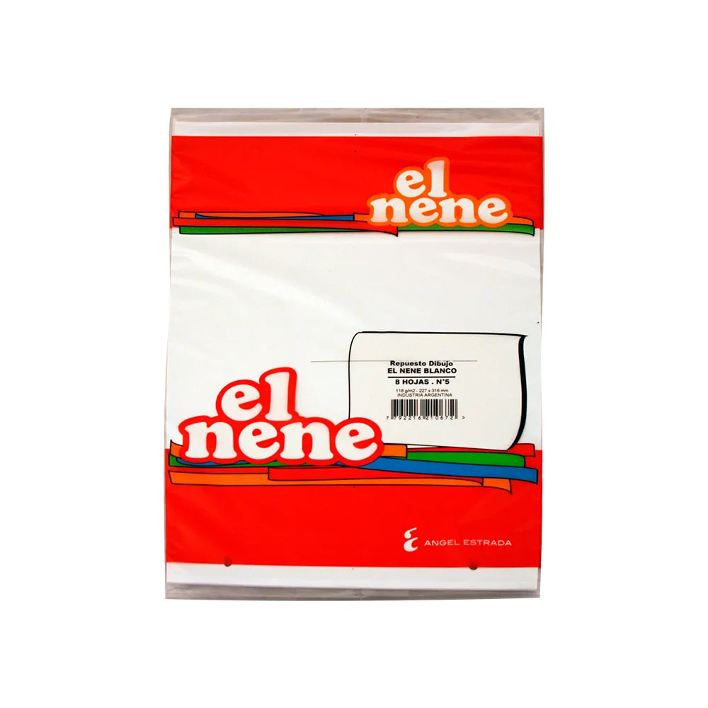 REPUESTO DIBUJO Nº5 X 8 HOJAS BLANCO EL NENE ART 210672 AAO