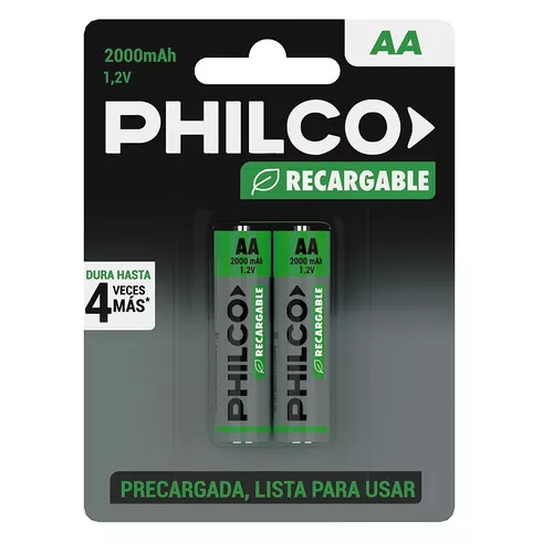 PILA RECARGABLE PHILCO AA X2 2000MAH BAO