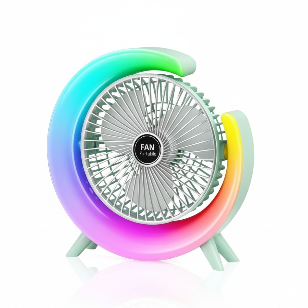 MINI VENTILADOR USB RECARGABLE C/LUZ LED RGB ART JS-F13 AAO