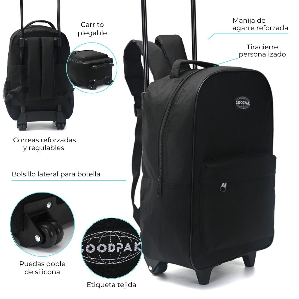 MOCHILA CARRITO GOODPAK NEGRO 43X30X17 CM 17" ART 37481 LAÑ