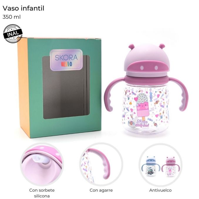 VASO INFANTIL SORBETE Y AGARRE 350ML SKORA ART 40564 AAO