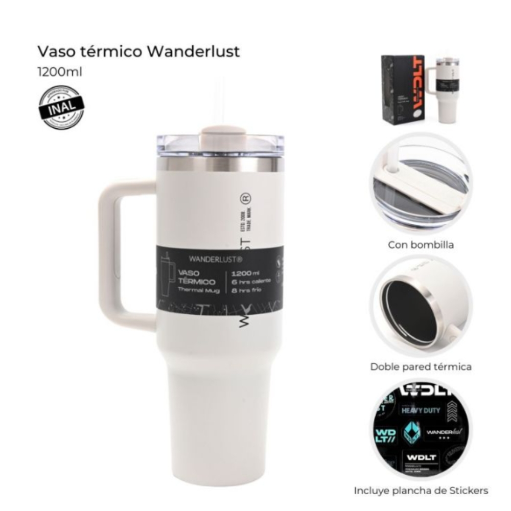 VASO TERMICO WANDERLUST C/BOMBILLA 1200ML ART 40123 AAO