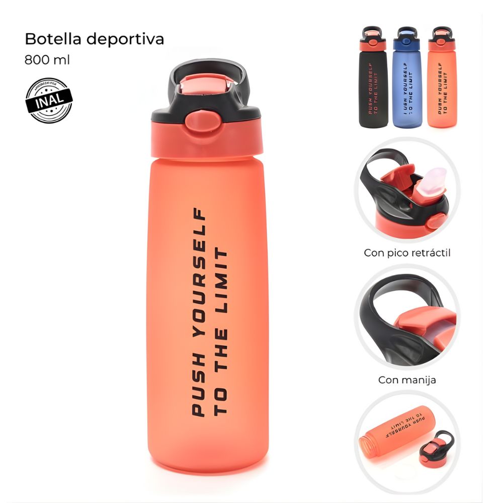 BOTELLA DEPORTIVA PICO RETRACTIL 800ML ART 40596 AAO