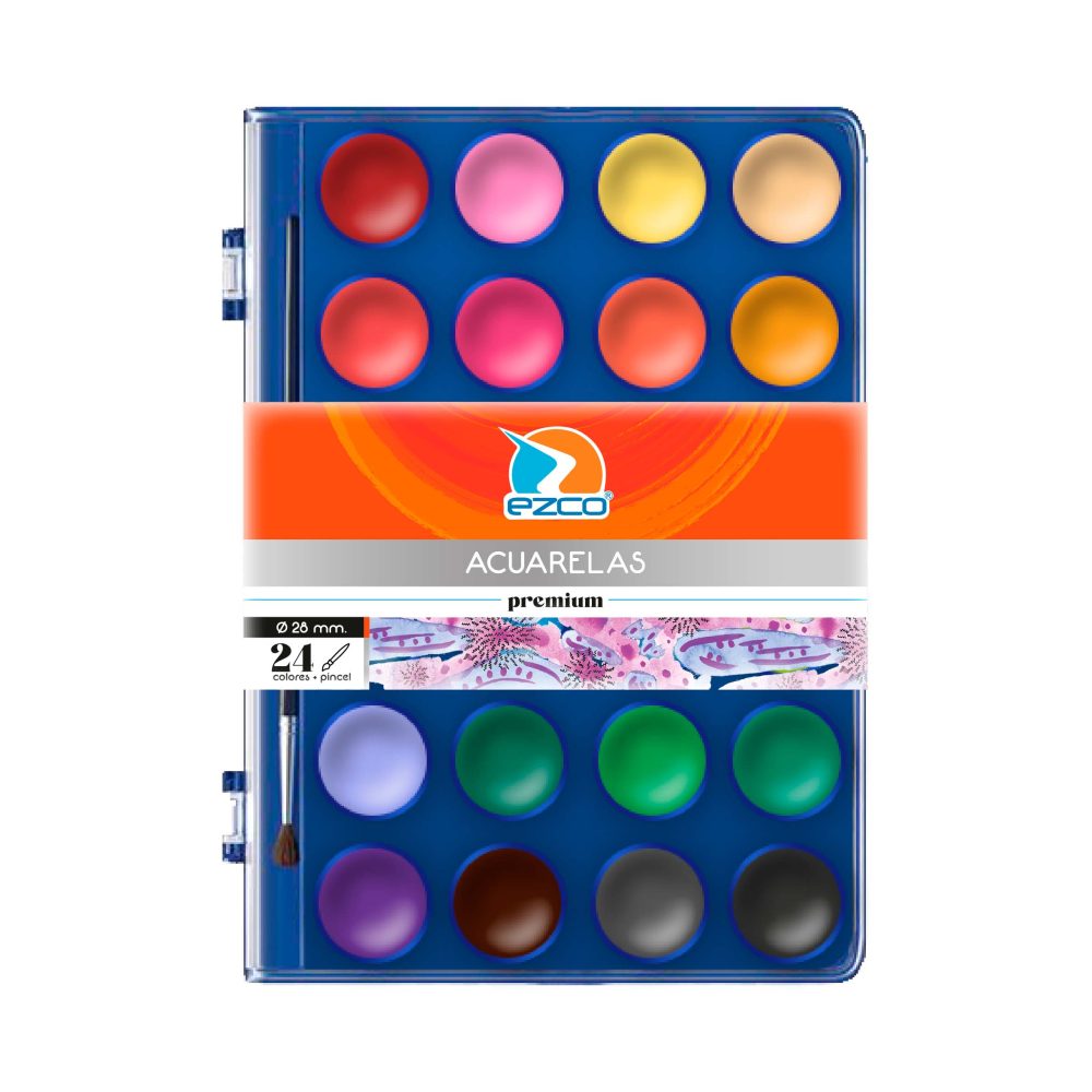 SET DE ACUARELAS PREMIUN EZCO 24 COLORES 404100-24 KAÑ