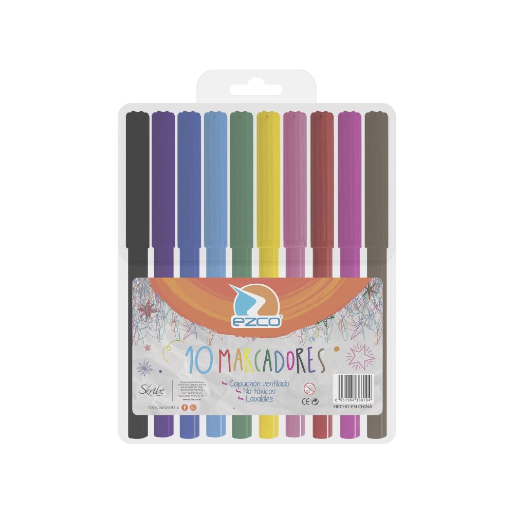 MARCADORES ESCOLARES X10 UNID EZCO 403711-10 AAO