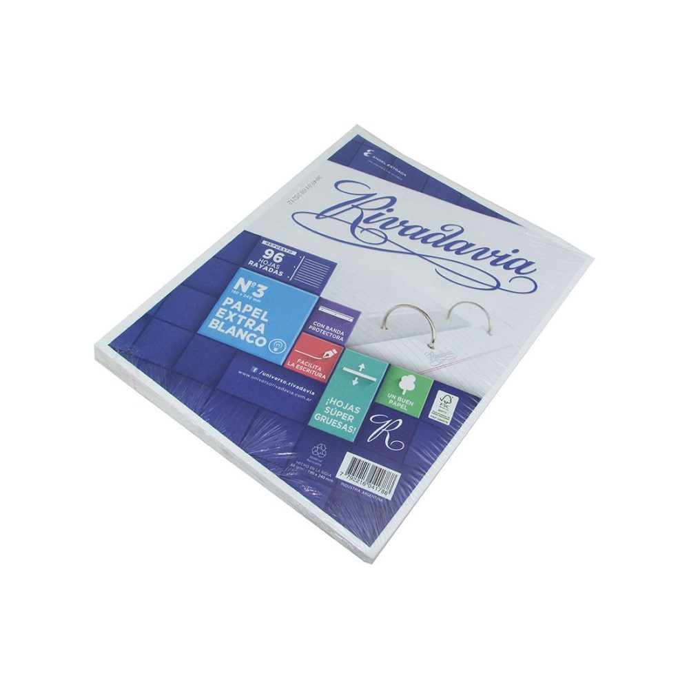 REPUESTO RIVADAVIA X 96 Nº3 RAYADA EXTR BCO ART 472331 AAO