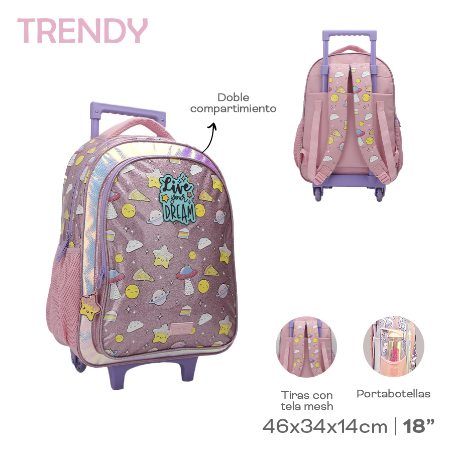 MOCHILA CARRO TRENDY 46X34X14CM 18" ART 28033 AAO