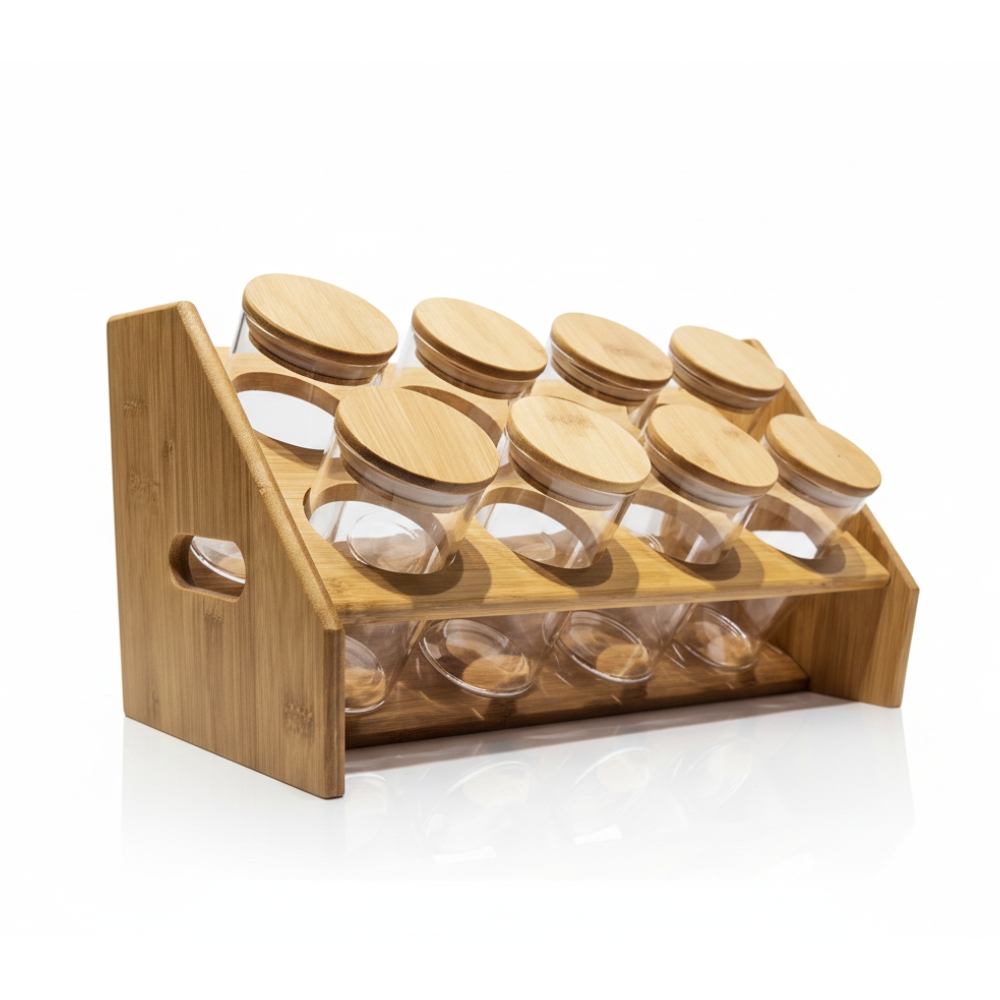 ESPECIERO VIDRIO X8 UND C/BASE Y TAPA BAMBU NS358980Z2 CAO