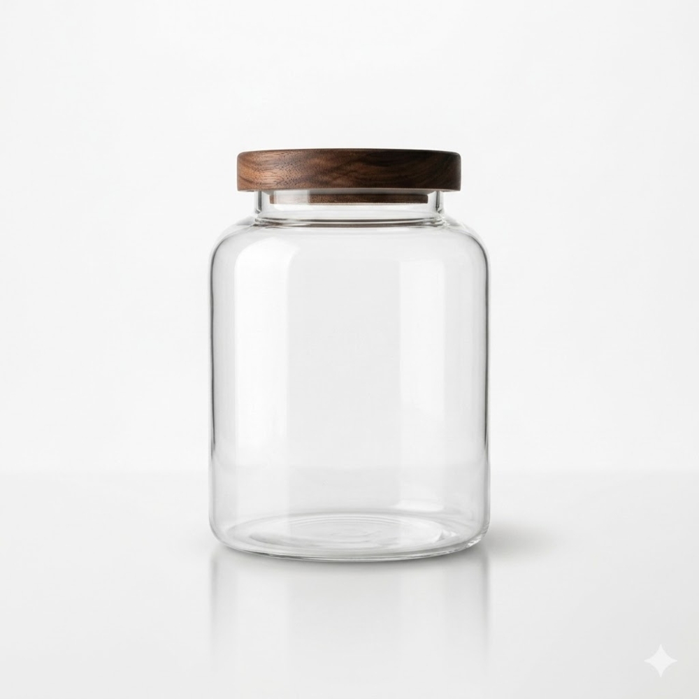 FRASCO DE VIDRIO C/TAPA MADERA 17x Ø12CM ART CA5527Z2 DAO