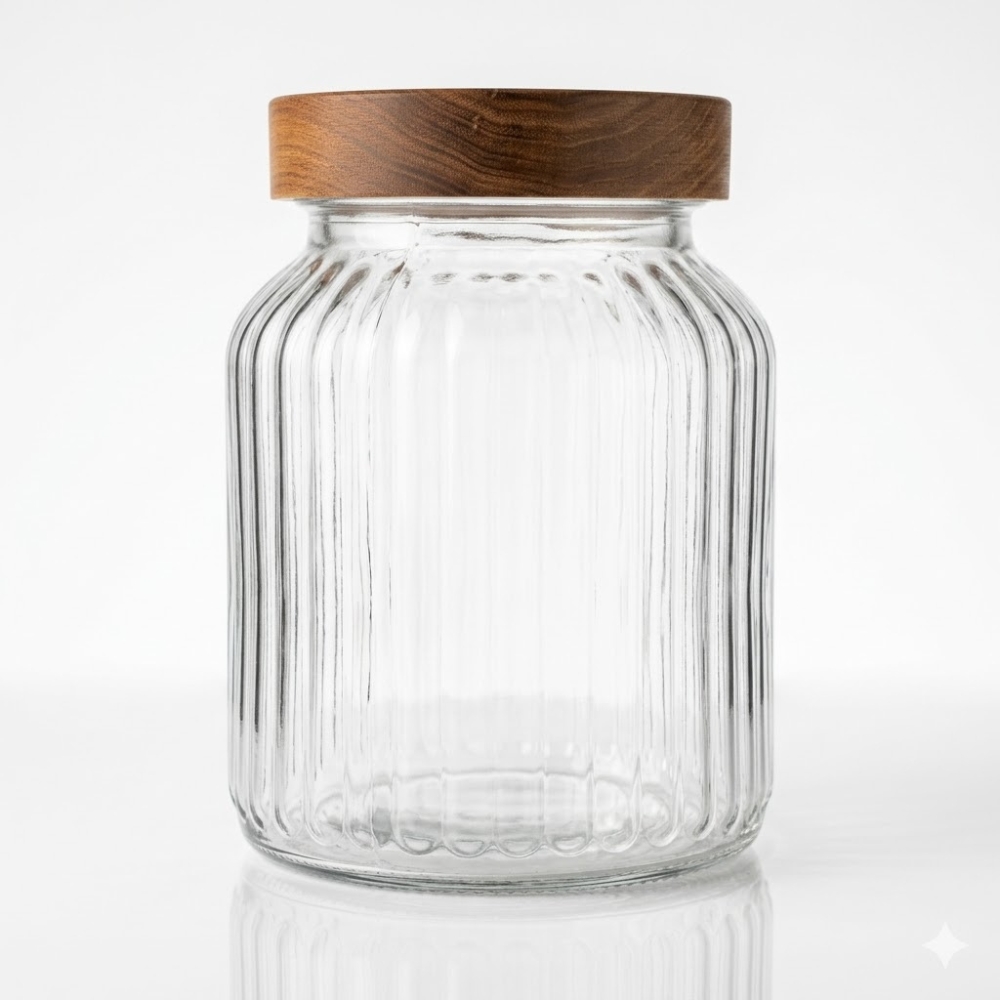 FRASCO DE VIDRIO C/TAPA MADERA 15x Ø11CM ART CA5543Z2 DAO