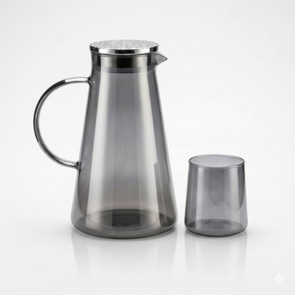 SET X7 PCS JARRA + 6 VASOS VIDRIO FUME ART NS250056Z1 DAO