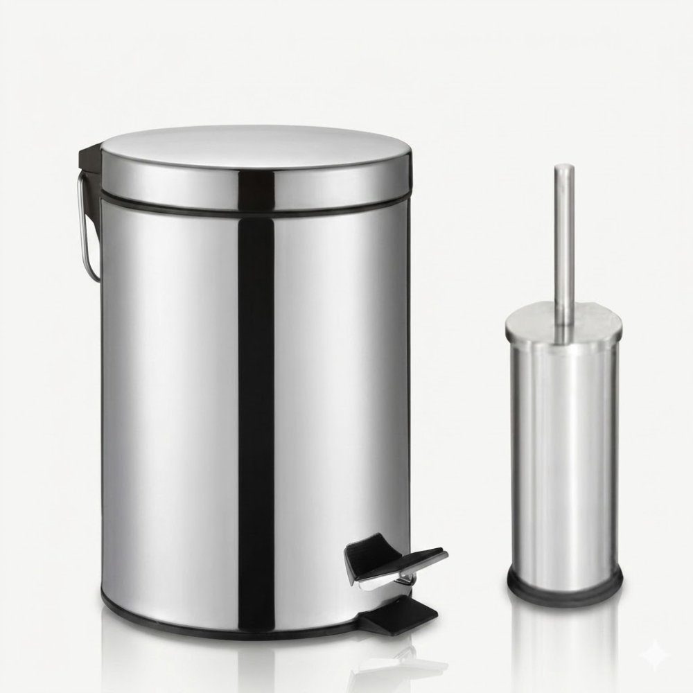 TACHO BASURA 5L + CEPILLO P/BAÑO C/CIERRE SUAVE 520062 DAO