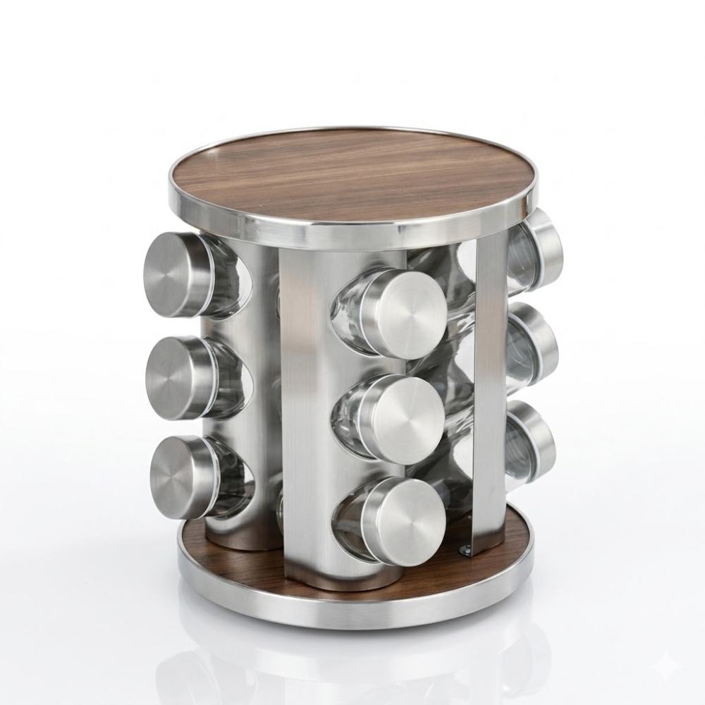 ESPECIERO 12PCS PVC PLATEADO C/MADERA ART 4951422 DAO