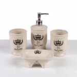 SET BAÑO CERAMICA X4PCS DISEÑO CORONA ART 109072 DAO