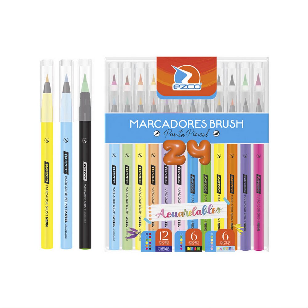 MARCADORES BRUSH ACUARELABLES EZCO X24UNID 403800-24 GAO