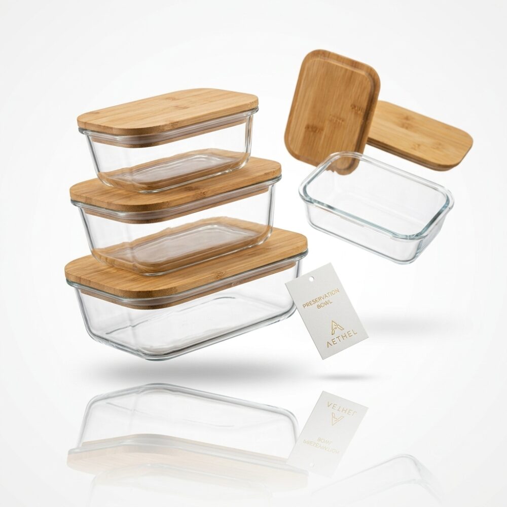 SET X3 TUPPER DE VIDRIO REC T/MADERA ART S-2193-01 GAO