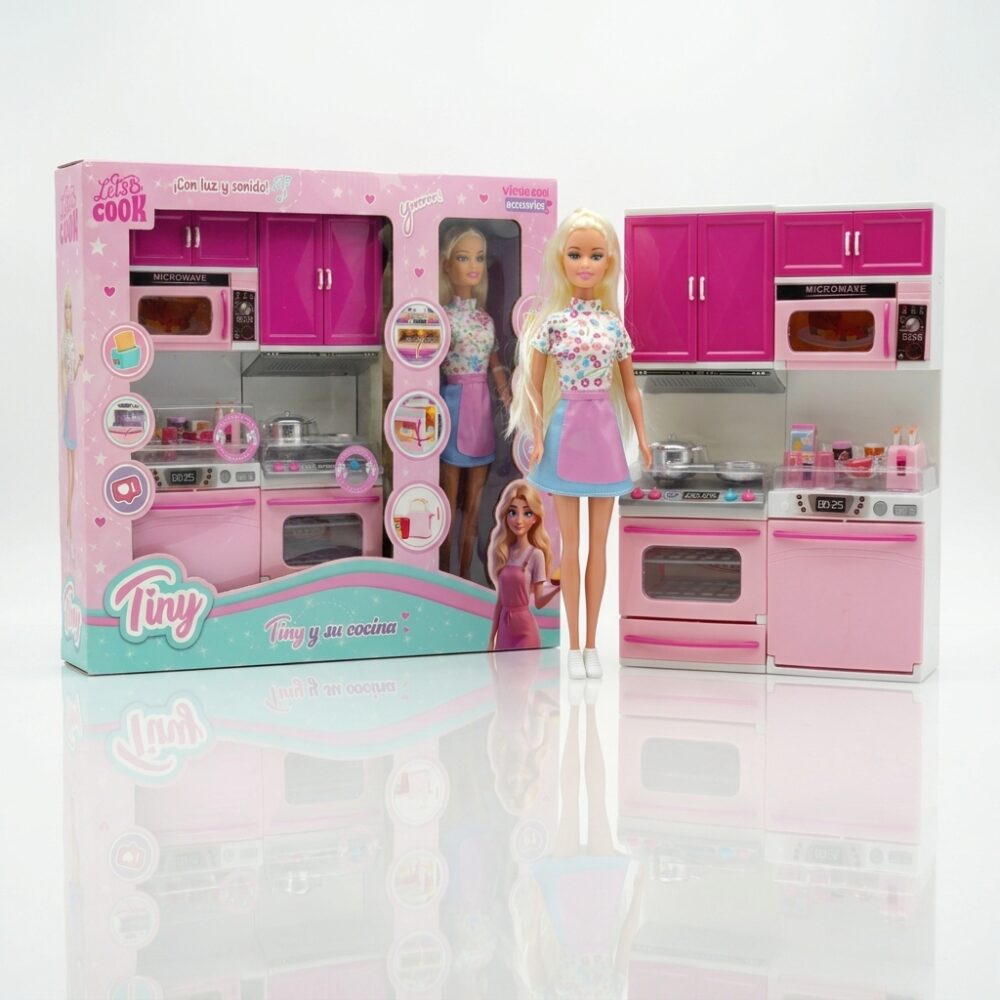 MUÑECA TINY Y SU COCINA CON LUZ Y SONIDO ART 56670 GAO