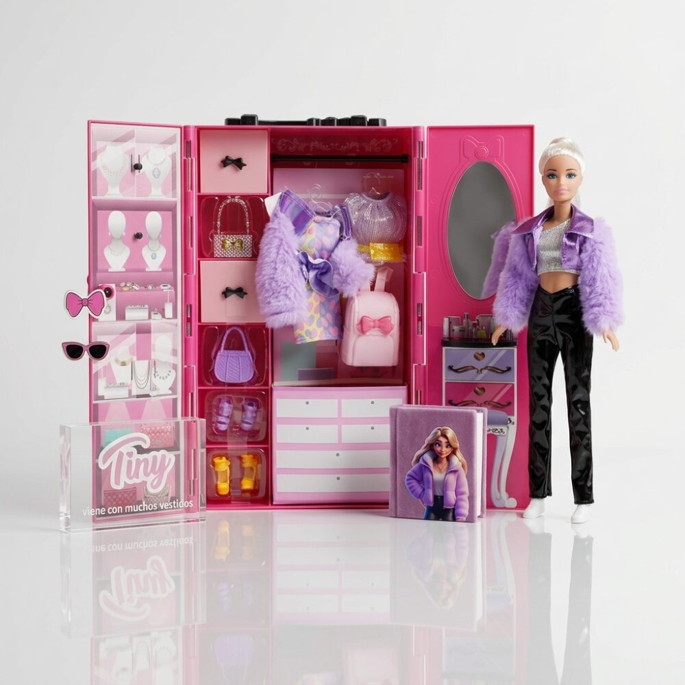 MUÑECA TINY FASHION C/VESTIDOR 46x32x8CM ART 56679 GAO