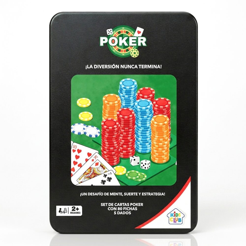 SET DE CARTAS DE POKER EN LATA C/80 FICHAS ART 57475 GAO