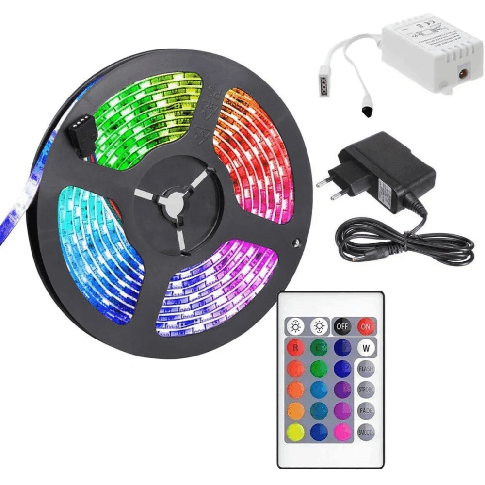 TIRA LED RGB 5MT 28X35 12V C/CONTROL REMOTO HT-04 GAO