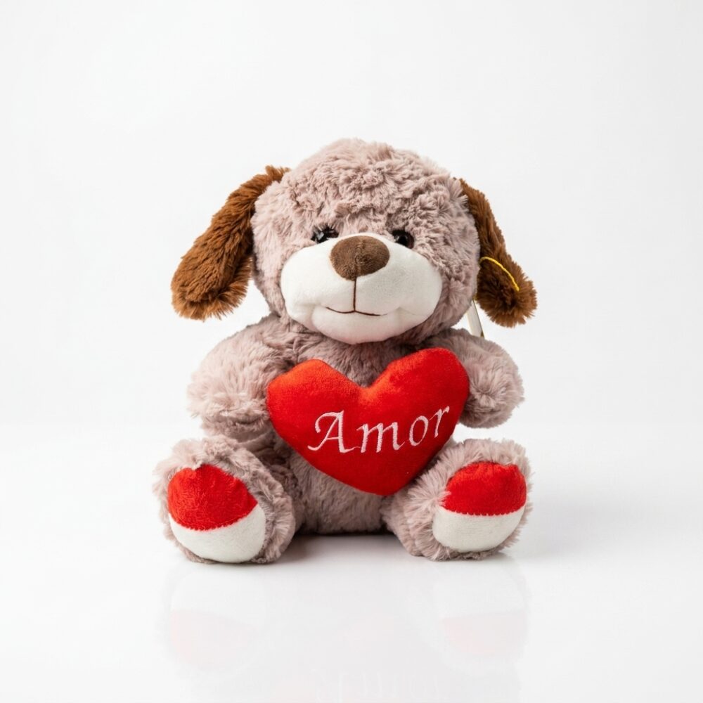 PERRO C/CORAZON ROJO "AMOR" 30CM 3 COL ART P3959-30A GAO