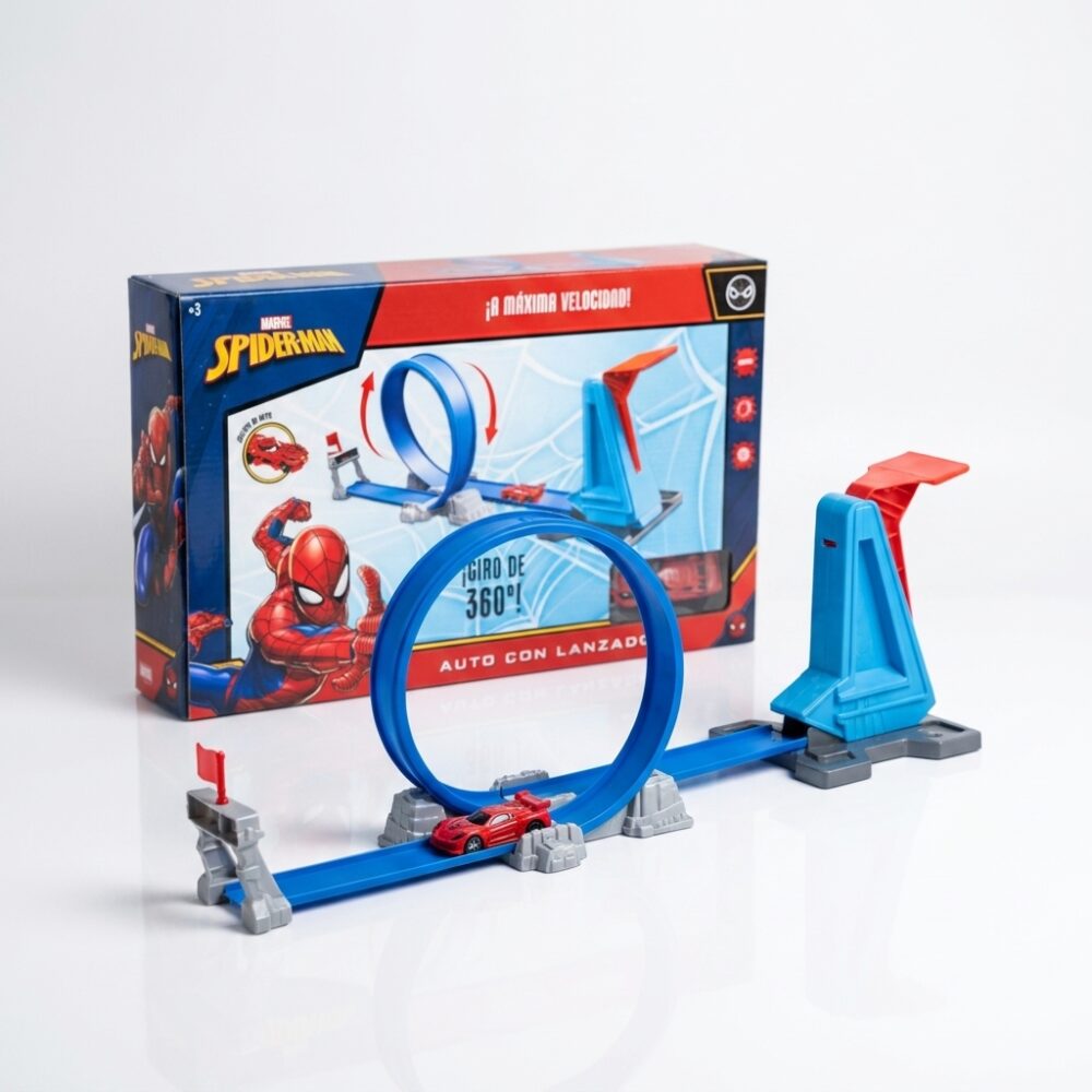 SUPER PISTA LANZADORA CON GIRO 360° SPIDERMAN ART 57606 HAO