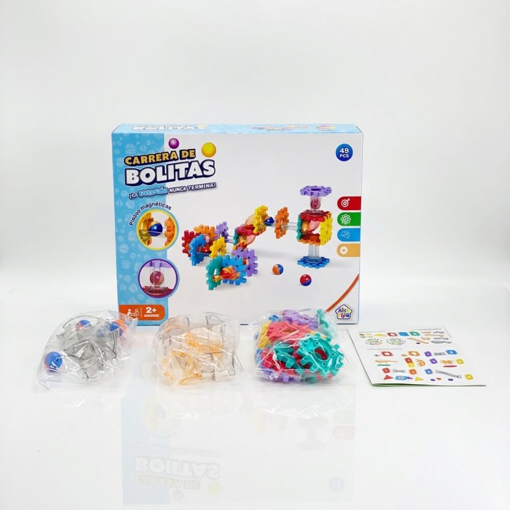 CARRERA DE BOLITAS C/PIEZAS MAGNETICAS 49 PCS ART 57415 HAO