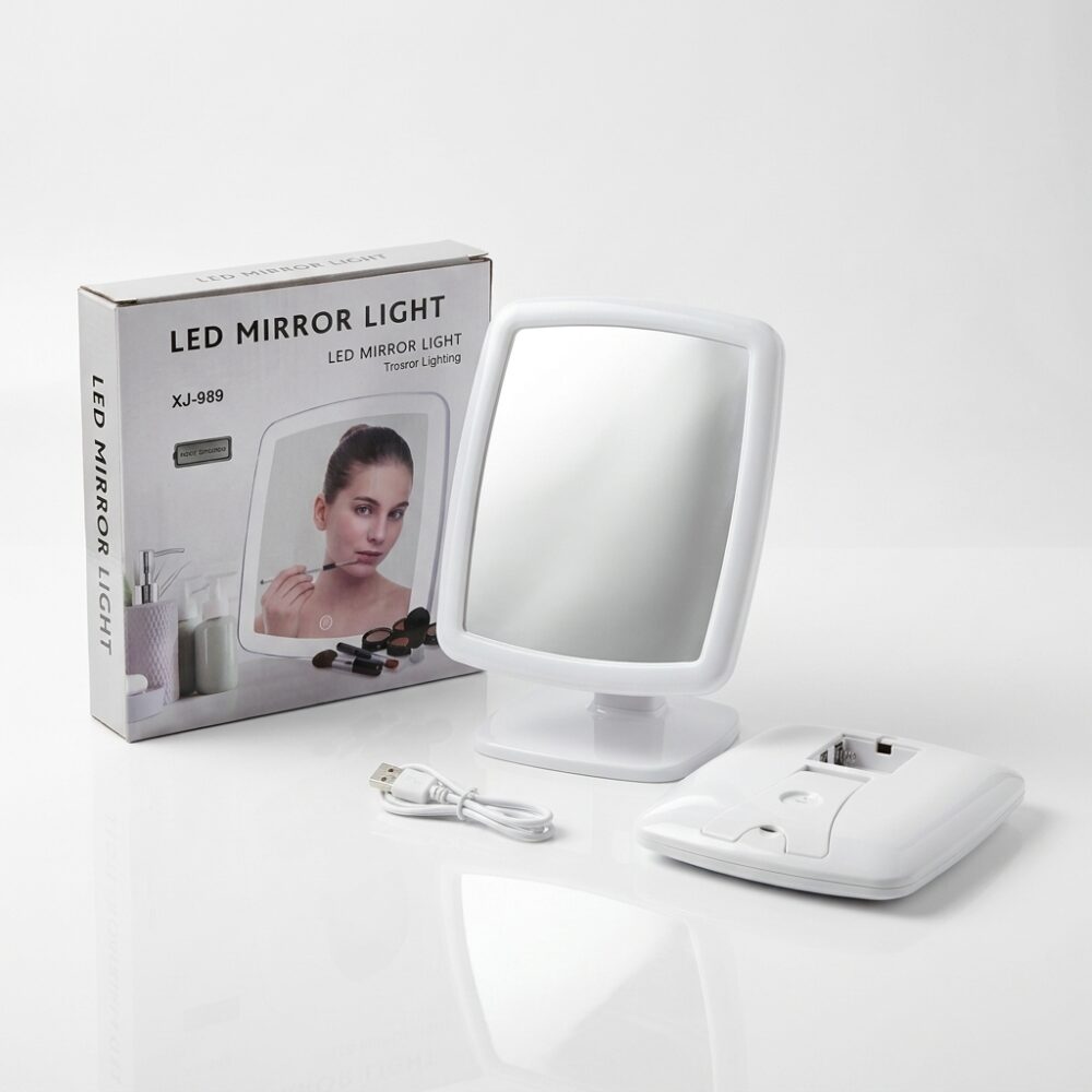 US ESPEJO MAQUILLAJE LUZ LED USB Y A PILA ART XJ-989E  HAO