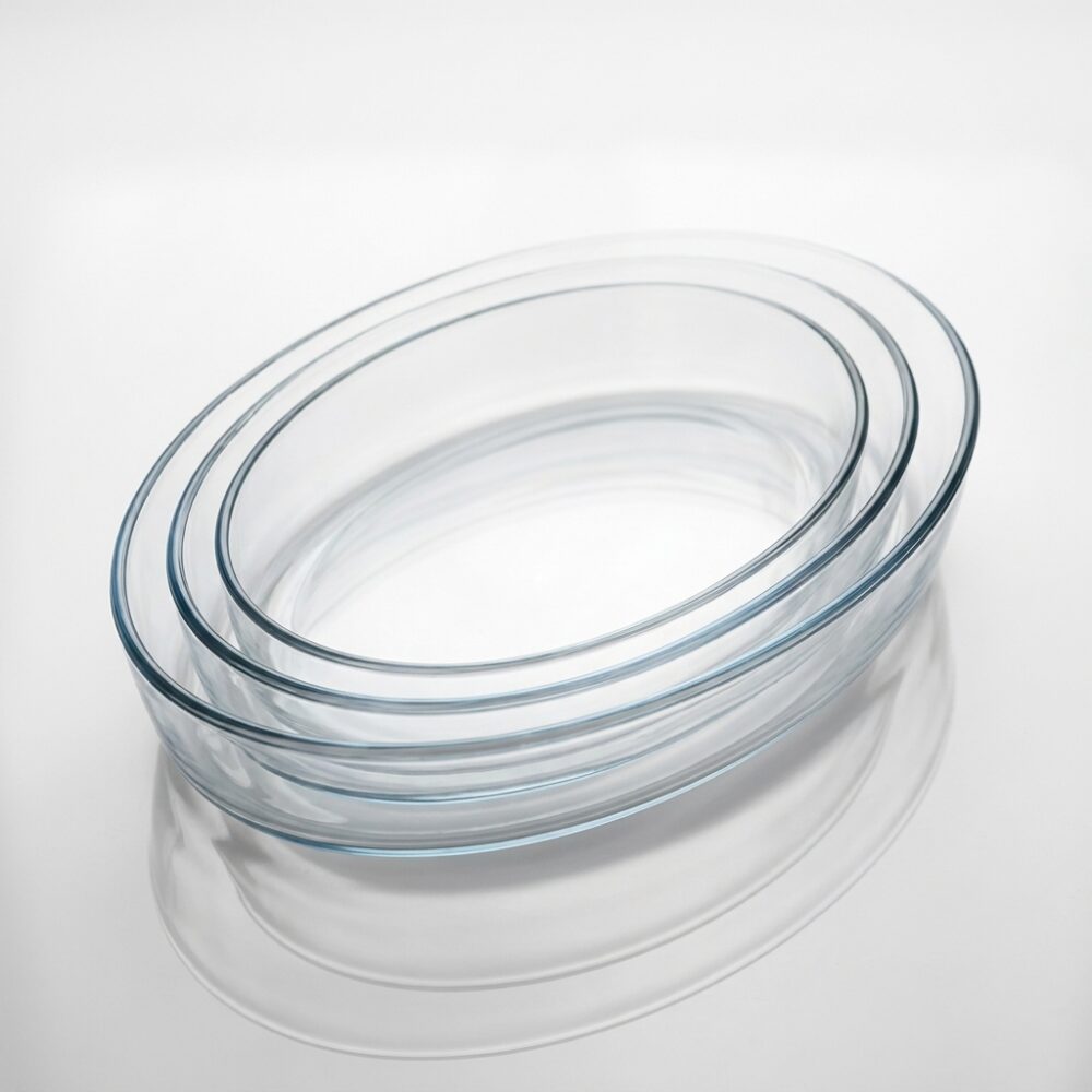 US SET FUENTES DE VIDRIO OVALADAS SET X3 ART JK-4519 HAO