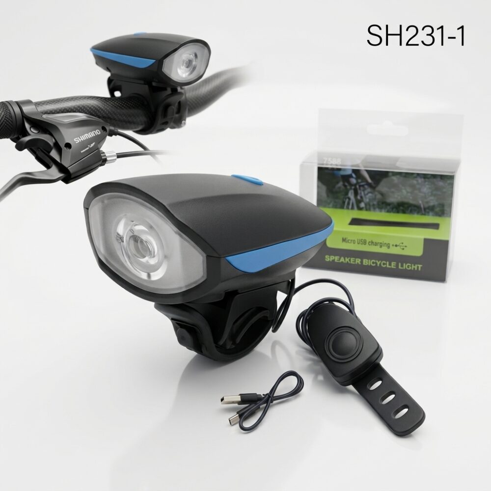 US LUZ BICI RECARGABLE USB CON BOCINA ART SH231-1 IAO