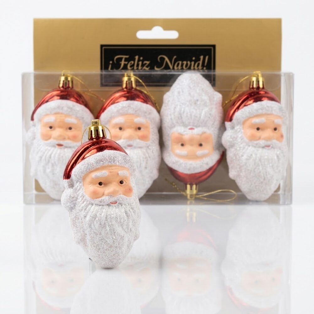 ADORNO NAVIDEÑO SET x4 CARA PAPA NOEL SS1710 NAVI IAO