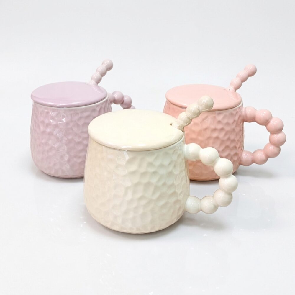 TAZA CERAMICA CON TAPA Y CUCHARA 400CC ART 1926/ ER2624 JAO