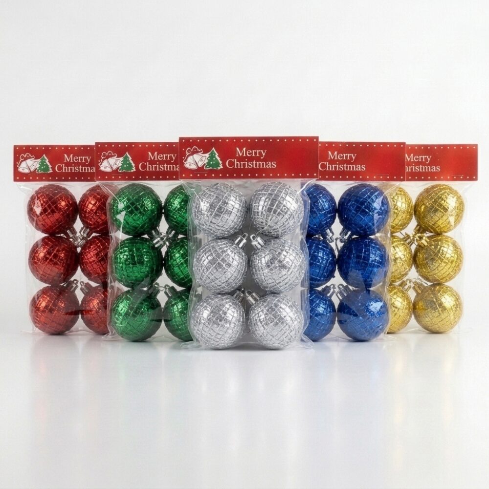 US BOLA NAVIDEÑA LABRADA C/BRILLO X6 5CM ART 1056 NAVI JAO