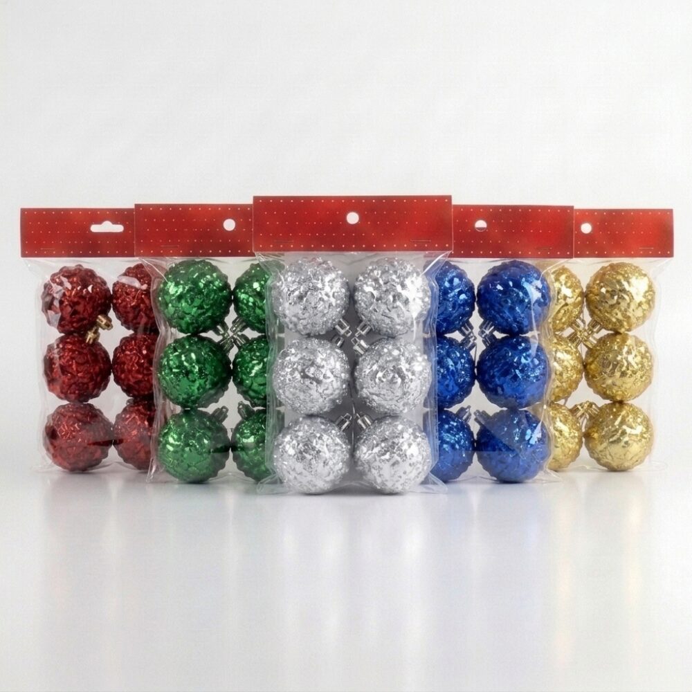 US BOLA NAVIDEÑA LABRADA C/BRILLO X6 6CM ART 1059 NAVI JAO