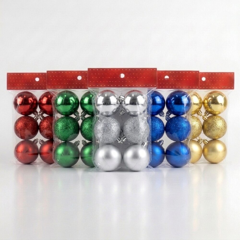 US BOLA NAVIDEÑA LABRADA C/BRILLO X6 6CM ART 1060 NAVI JAO